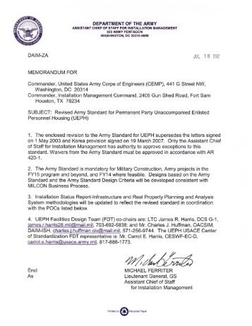 8th army policy letter 9 living standards for soldiers in barracks