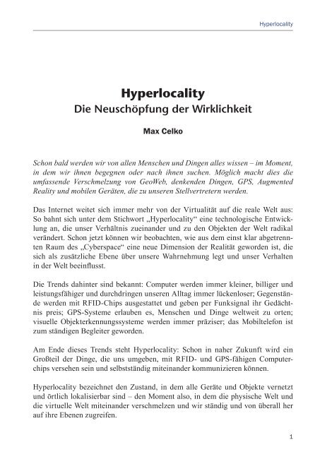 Hyperlocality - Max Celko