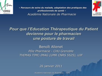 Diapositives prÃ©sentÃ©es - AcadÃ©mie Nationale de Pharmacie