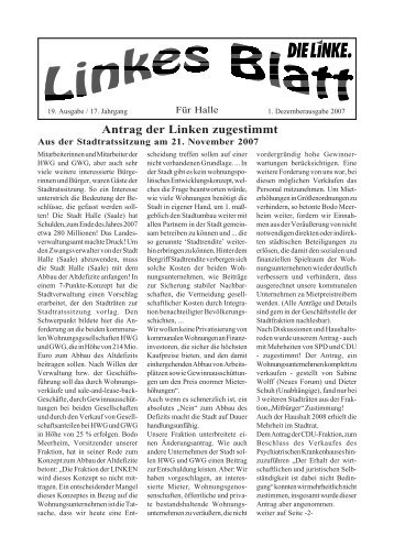 Antrag der Linken zugestimmt - DIE LINKE. Halle /Saale