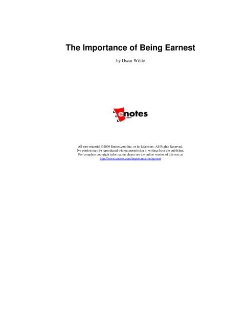 The Importance Of Being Earnest