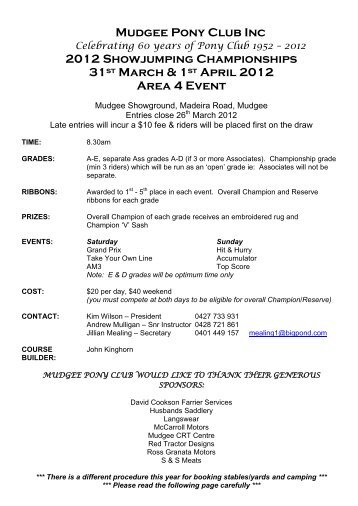 Mudgee Showjumping Championships - Pony Club Association of ...