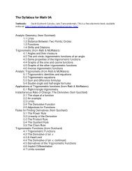 The Syllabus for Math 9A