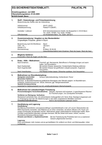 EG-SICHERHEITSDATENBLATT: PALATAL P6 - MBM Lehrmittel