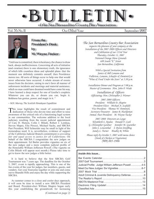 Sept 07 Bar Bulletin is Online Now - San Bernardino County Bar ...