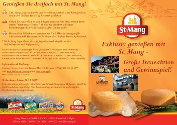 Exklusiv genießen mit St. Mang - Große Treueaktion und Gewinnspiel!