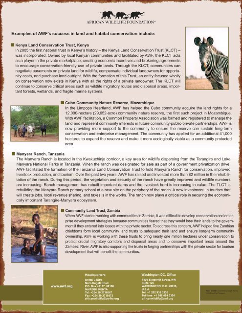 Land and Habitat Conservation - African Wildlife Foundation