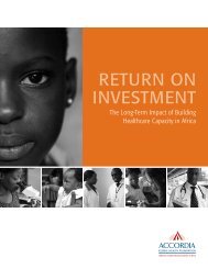 RetuRn on Investment - Accordia Global Health Foundation