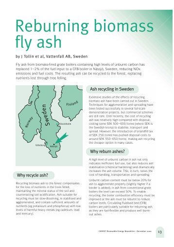 Reburning biomass fly ash