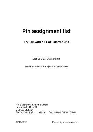 Pin assignment list - F&S Elektronik Systeme GmbH
