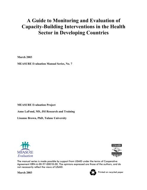 A Guide to Monitoring and Evaluation of Capacity-Building ...