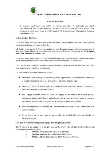 Normas de Funcionamento - CÃ¢mara Municipal de Cuba