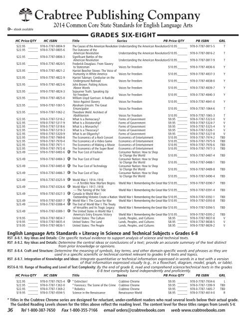 View US Common Core Catalog - Crabtree Publishing