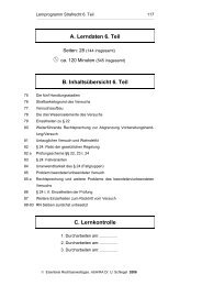 A. Lerndaten 6. Teil B. Inhaltsübersicht 6. Teil C. Lernkontrolle