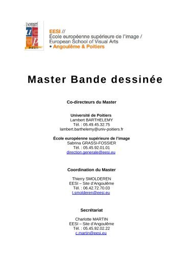 Master Bande dessinÃ©e - Ãcole europÃ©enne supÃ©rieure de l'image