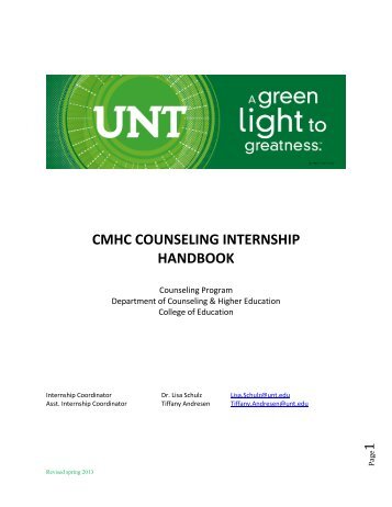 cmhc counseling internship handbook - College of Education ...