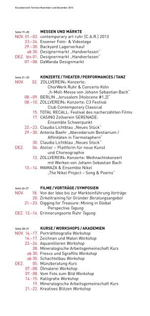 Programmheft November â€“ Dezember 2013 - Stiftung Zollverein