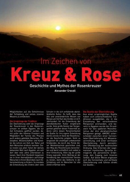 Im Zeichen von Kreuz und Rose. - Amorc