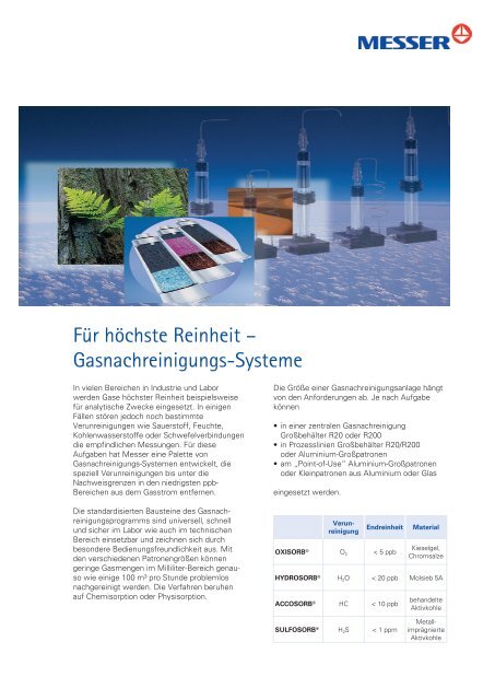 Gasnachreinigungs-Systeme - Messer Austria GmbH