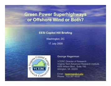 George Hagerman - Environmental and Energy Study Institute