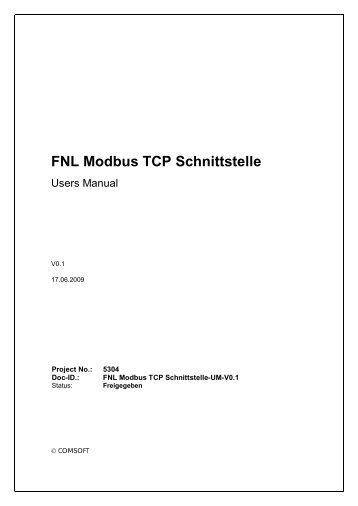 FNL Modbus TCP Schnittstelle - Comsoft