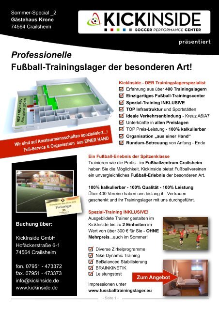 Professionelle Fußball-Trainingslager der besonderen Art! - KickInside