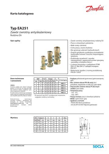 Karta katalogowa Typ EA251 - Saga