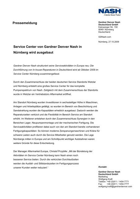 Service Center von Gardner Denver Nash in ... - Vacuum-Guide