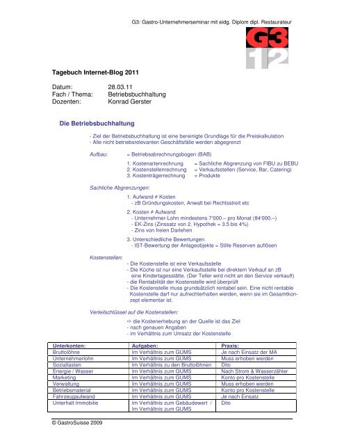 Tagebuch Internet-Blog 2011 Datum: 28.03.11 Fach / Thema ...