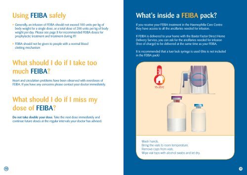 FEIBA Patient Information Booklet - Haemophilia Care