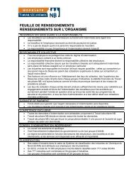 feuille de renseignements renseignements sur l'organisme - Travail ...