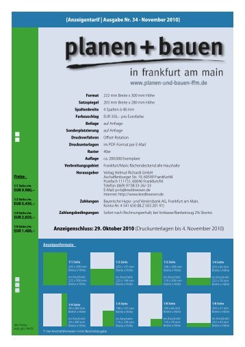 Anzeigentarif | Ausgabe Nr. 34 Â· November 2010 - bei Planen und ...