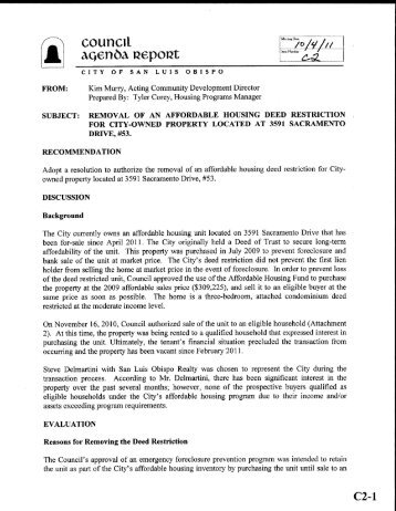 Removal of an affordable housing deed restriction for City