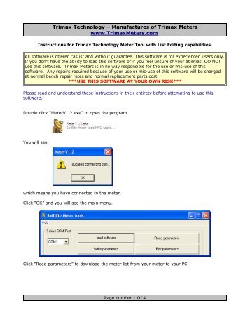 Instructions - Trimax Digital Satellite Meters