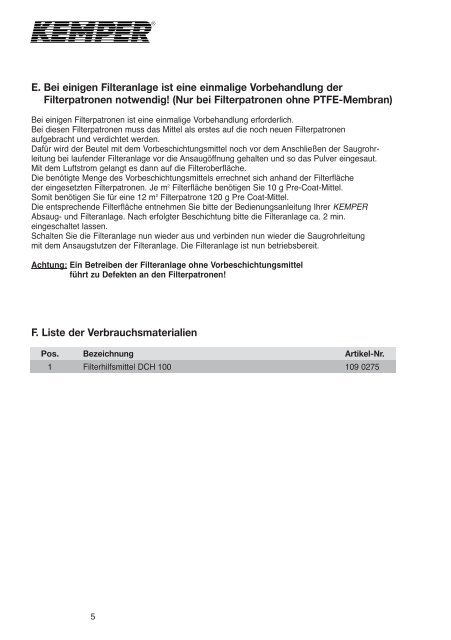 (Additiv) KEMPER Dosing Unit for Pre-coating (Additive)