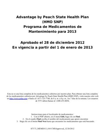 Programa de Medicamentos de Mantenimiento para 2013