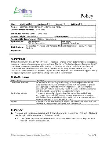 Provider Policy - Trillium Community Health Plans in Oregon