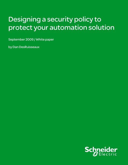 Designing a security policy to protect your ... - Schneider Electric