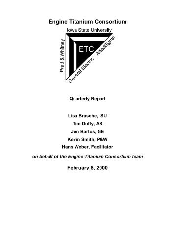 Engine Titanium Consortium - Center for Nondestructive Evaluation ...
