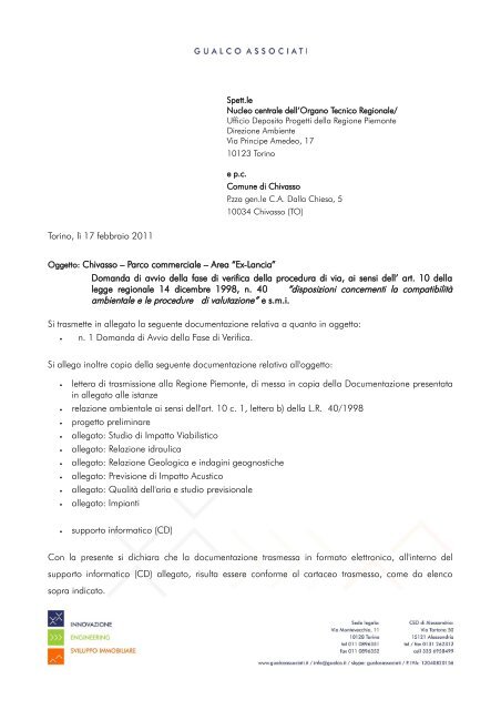 Elenco elaborati - Valutazione Ambientale - Regione Piemonte