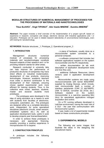 Nonconventional Technologies Review – no. 1/2009 - Revtn.ro