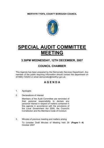 special audit committee meeting - Meetings, agendas, and minutes ...