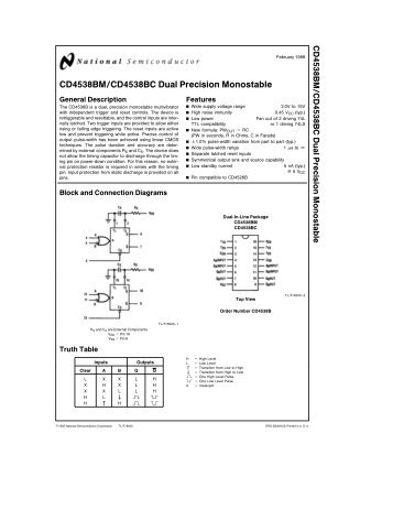 CD4538BM CD4538BC Dual Precision Monostable - Datasheet ...