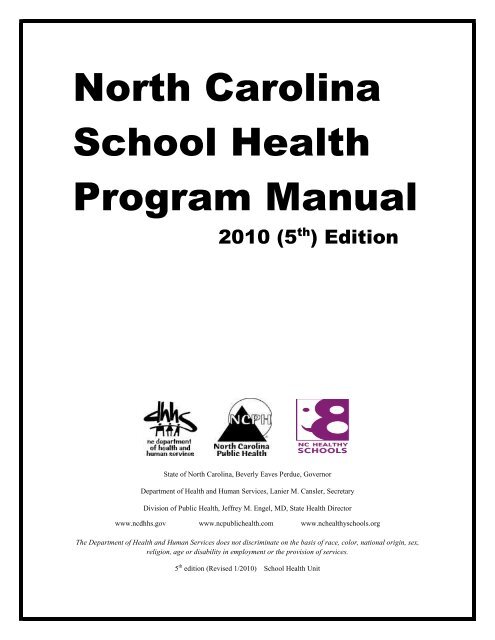 North Carolina School Health Program Manual Nc Department Of