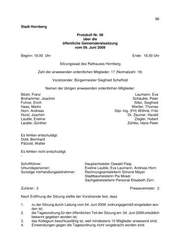 Protokoll 08 vom 09.06.2009 - Hornberg