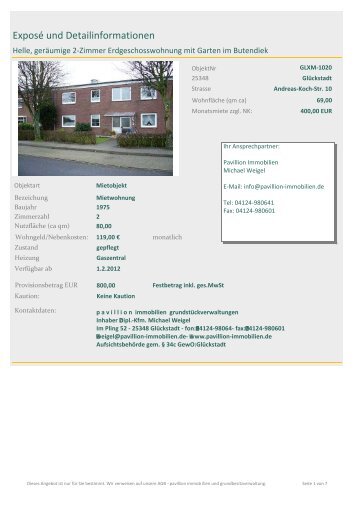 ExposÃ© und Detailinformationen - pavillion immobilien ...