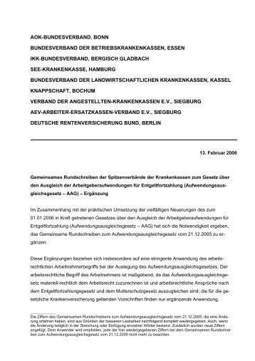 Rundschreiben der Spitzenverbände zum AAG - Minijob-Zentrale