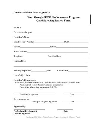 Gifted Endorsement Candidate Application Form - Ciclt.net