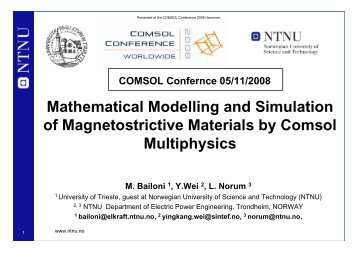 Mathematical Modelling and Simulation of Magnetostrictive - Comsol