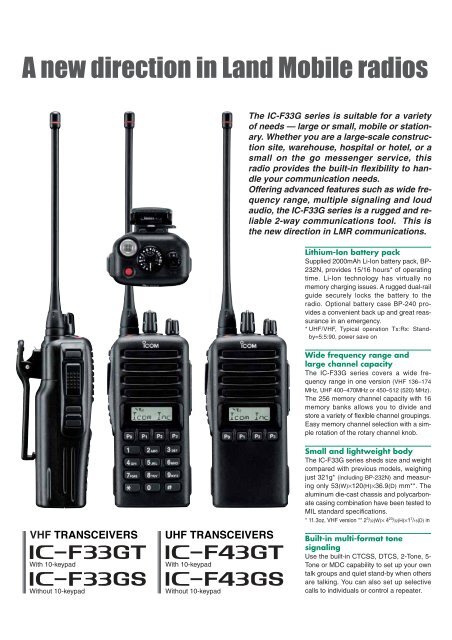 Icom Portable IC - F33 - Two-way radios at SATLEC